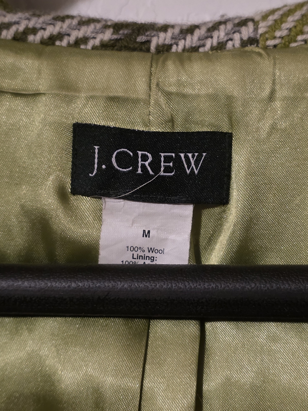 J. Crew Green & Cream Plaid Toggle Pea Coat with Faux Fur Trim - Picture 5 of 5
